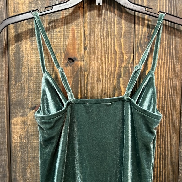 Pink Rose Velvet Slip Dress XS Green Y2K Whimsigoth Coquette HOCO Formal  Girly - Picture 7 of 10